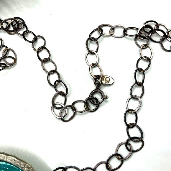 Iridescent Green Glass Pendant Necklace With Silver Chain - Picture 6 of 7